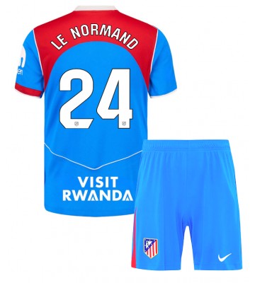 Atletico Madrid Robin Le Normand #24 Tredje Kläder Barn 2025-26 Kortärmad (+ Korta byxor)